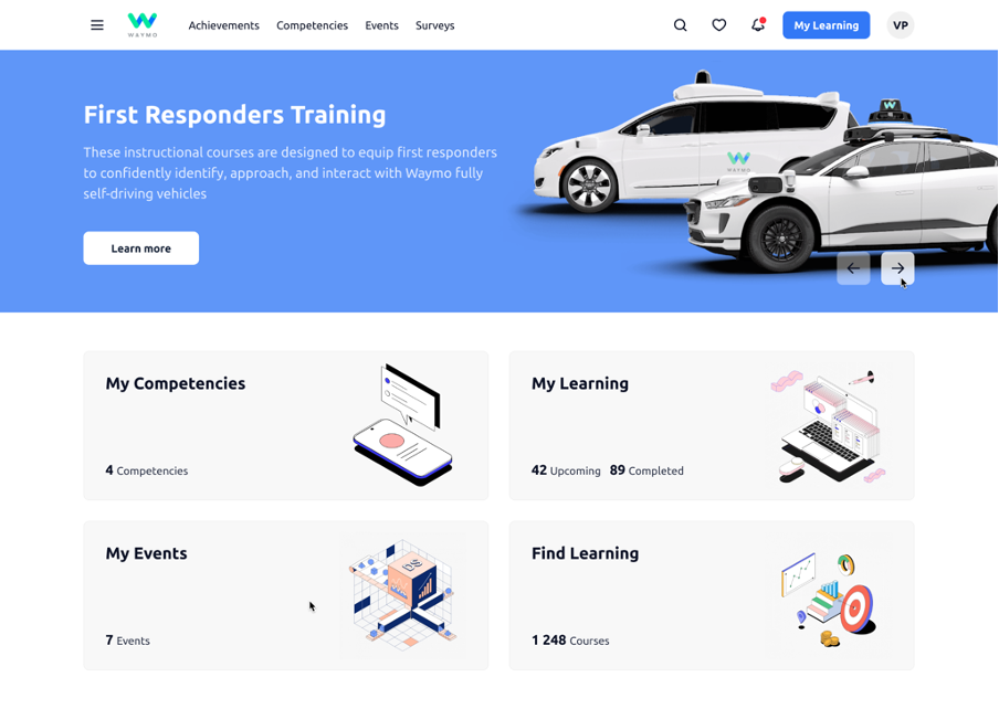 screenshot of My Learning Hub